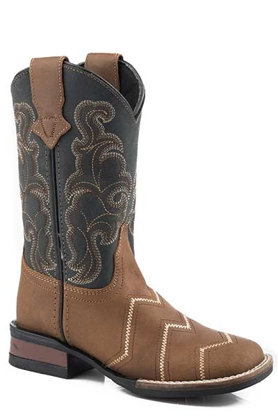 'Roper' Toddlers' Monterey Angles Western Square Toe - Brown / Black 1 'Roper' Toddlers' Monterey Angles Western Square Toe - Brown / Black