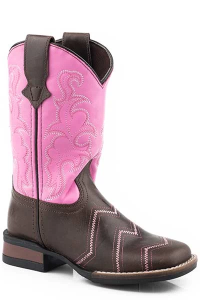 'Roper' Toddlers' Monterey Angles Square Toe - Brown / Pink 1 'Roper' Toddlers' Monterey Angles Square Toe - Brown / Pink