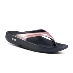'OOFOS' Women's OOlala Luxe Thong - Black / Rose Sparkle -Footwear Sales Store 1403BKROSESPK shot2 1024x1024@2x