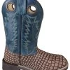'Smoky Mountain' Children's Reptile Western Square Toe - Vintage Brown / Dark Turquoise