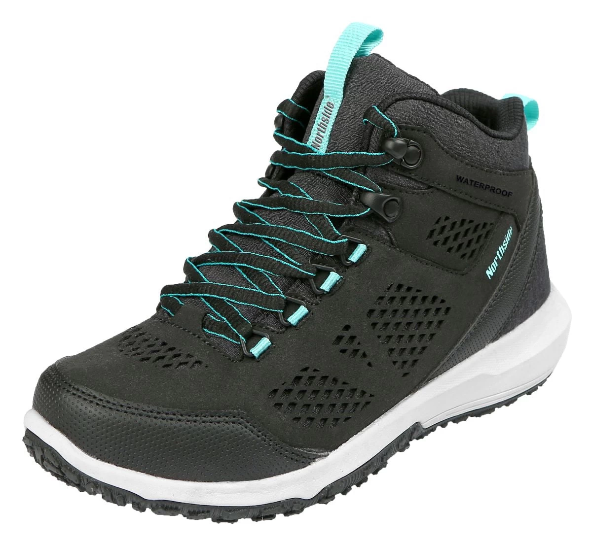 'Northside' Women's Benton WP Mid Hiker - Black / Aqua 1 'Northside' Women's Benton WP Mid Hiker - Black / Aqua