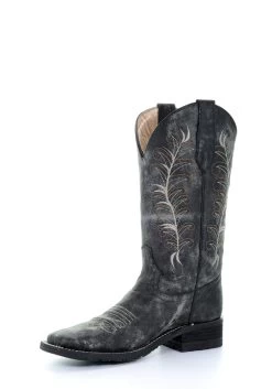 'Corral' Women's 12" Embroidered Western - Black / Sand -Footwear Sales Store 5356 1 1024x1024@2x