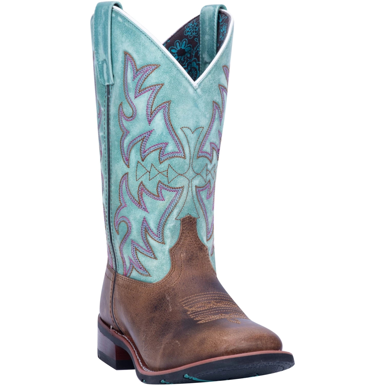'Laredo' Women's 11" Anita Western Square Toe - Brown / Turquoise 6 'Laredo' Women's 11" Anita Western Square Toe - Brown / Turquoise - Image 6