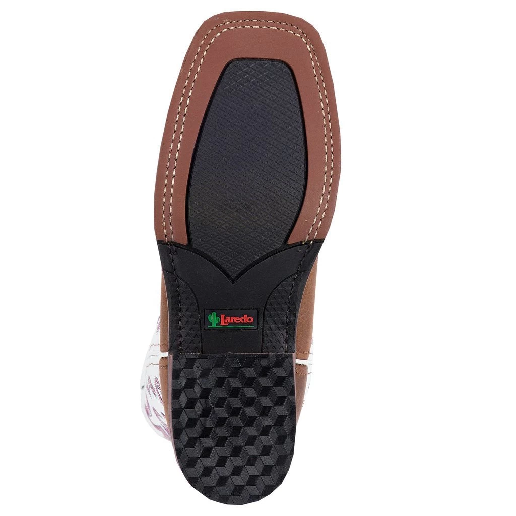 'Laredo' Women's 11" Mesquite Western Square Toe - Taupe / White 3 'Laredo' Women's 11" Mesquite Western Square Toe - Taupe / White - Image 3