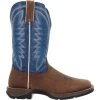 'Durango' Men's 12" Rebel Western Square Toe - Saddle Brown / Denim Blue