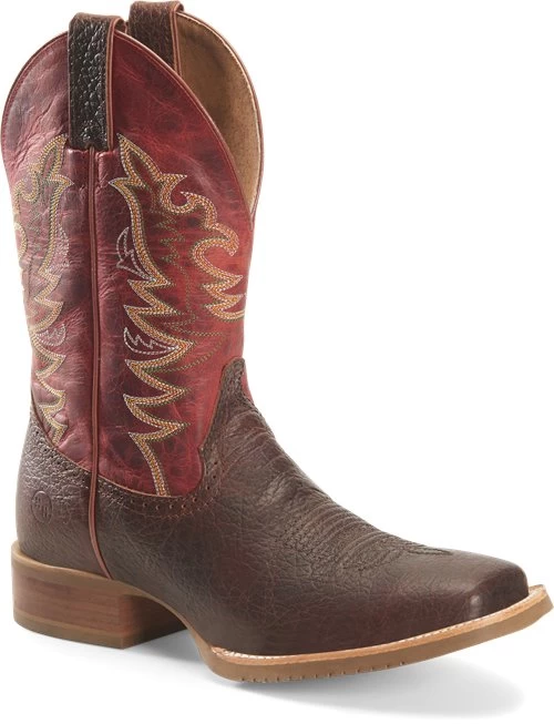 'Double H' Men's 12" Clifton Western Square Toe Roper - Buckskin / Red 4 'Double H' Men's 12" Clifton Western Square Toe Roper - Buckskin / Red - Image 4