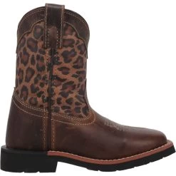 'Dan Post' Youth 9" Makucha Leopard Western Square Toe - Tan / Multi (Sizes 3Y-6Y)