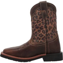 'Dan Post' Youth 9" Makucha Leopard Western Square Toe - Tan / Multi (Sizes 3Y-6Y) -Footwear Sales Store DPC3951 3 1024x1024@2x