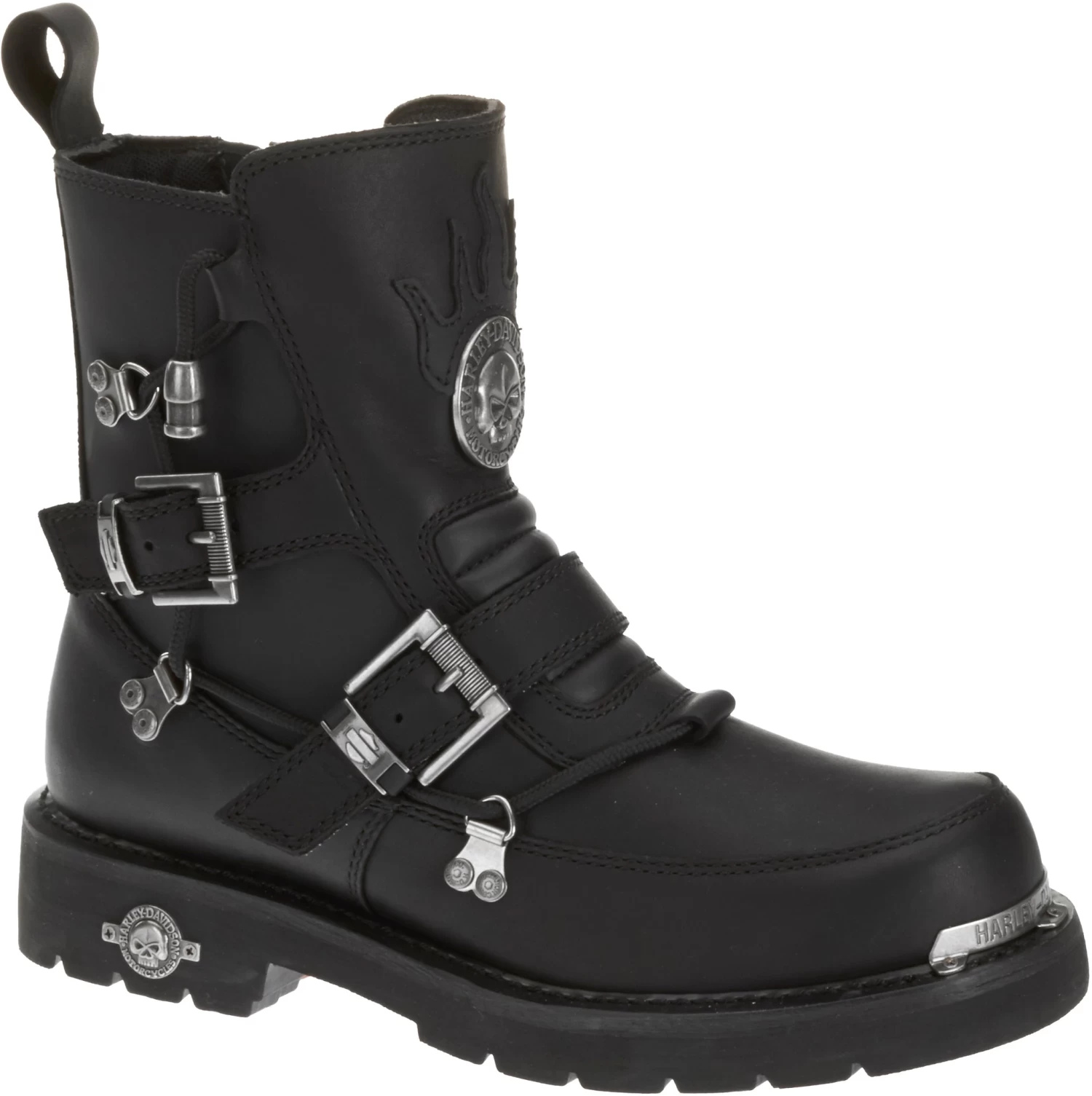 'Harley Davidson' Men's 6" Distortion Skull Zip Boot - Black 2 'Harley Davidson' Men's 6" Distortion Skull Zip Boot - Black - Image 2