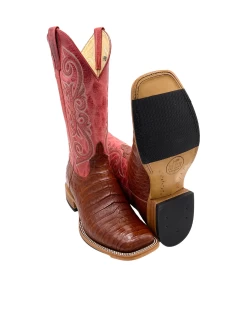 'Anderson Bean' Men's 13" HorsePower Top Hand Western Square Toe - Brandy Caiman Belly / Red Sinsation -Footwear Sales Store HP80036 1024x1024@2x