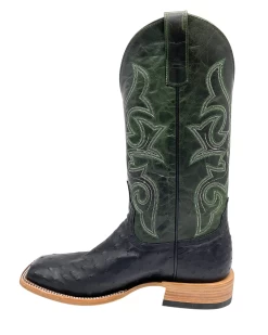 'Anderson Bean' Men's 13" HorsePower Top Hand Full Quill Ostrich - Black / Emerald Explosion -Footwear Sales Store HP80042 1024x1024@2x