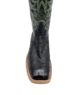 'Anderson Bean' Men's 13" HorsePower Top Hand Full Quill Ostrich - Black / Emerald Explosion -Footwear Sales Store HP80044 1024x1024@2x