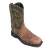 'Old West' Children's Western Broad Square Toe - Brown / Green