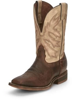 'Nocona' Men's 11" Henry Western Square Toe - Antiqued Brown Cowhide / Vintage Stone -Footwear Sales Store NCA 023 HR5570 1024x1024@2x