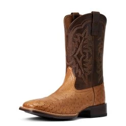 'Ariat' Men's 11" Night Life Ultra Western Square Toe - Ranger Smooth Quill Ostrich / Beam Brown -Footwear Sales Store S22 MNS WEST 10040345 3 4 front 1024x1024@2x
