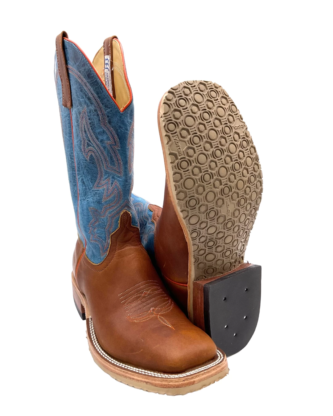 'Anderson Bean' Men's 13" Briar Mad Dog Western Square Toe - Brown / Blue 3 'Anderson Bean' Men's 13" Briar Mad Dog Western Square Toe - Brown / Blue - Image 3