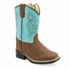 'Old West' Toddler Broad Square Toe - Brown / Turquoise